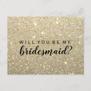 Cartão Postal De Convite Você será meu PC da dama de honra - GoldGlitFab II