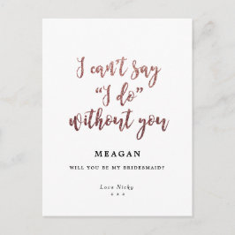 Cartão Postal De Convite Você será minha dama de honra boho rosa gold