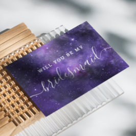 Cartão Postal De Convite Você será minha dama de honra. Casamento espacial