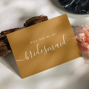 Cartão Postal De Convite Você Será Minha Dama de Honra   Outono Marrom Most