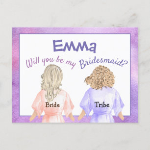 Cartão Postal De Convite Você Será Minha Dama de Honra/Rapazigas em roupões