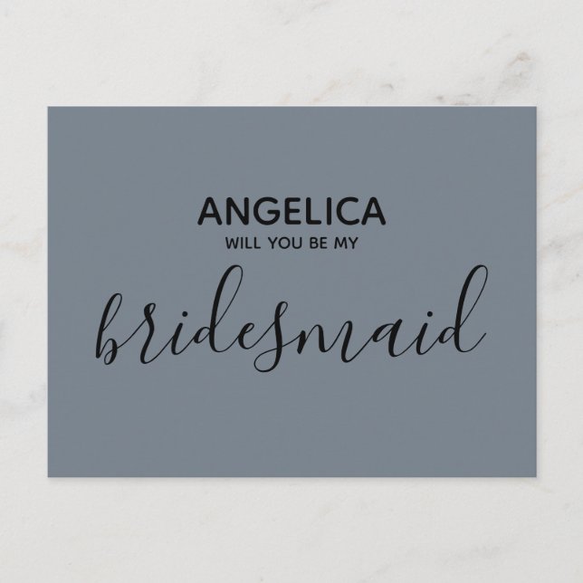 Cartão Postal De Convite Você será minha dama de honra simples, pastel rosa (Frente)