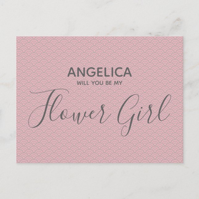 Cartão Postal De Convite Você será minha florista Bonito Pink Patterno? (Frente)