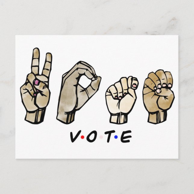 Cartão Postal De Convite Vote ASL (Frente)