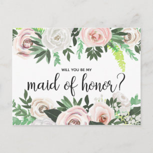 Cartão Postal De Convite Watercolor Floral, Você Será Meu Cartão De Honra