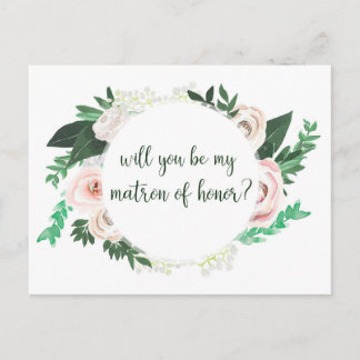 Cartão Postal De Convite Watercolor Floral, Você Será Meu Cartão De Honra D