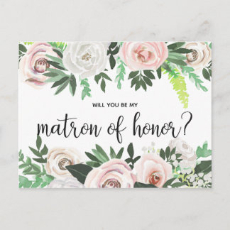 Cartão Postal De Convite Watercolor Floral, Você Será Meu Cartão De Honra D