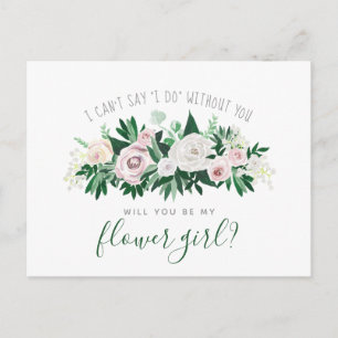Cartão Postal De Convite Watercolor Floral, Você Será Minha Menina Flor