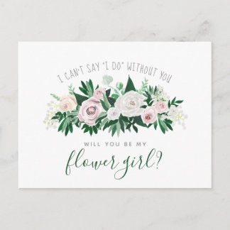 Cartão Postal De Convite Watercolor Floral, Você Será Minha Menina Flor