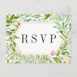 Cartão Postal De Convite Watercolor Floral Wild Green Foliage Wedding RSVP