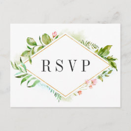 Cartão Postal De Convite Watercolor Floral Wild Green Foliage Wedding RSVP