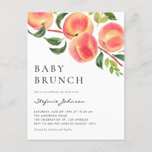 Cartão Postal De Convite Watercolor Paches Summer Baby Brunch