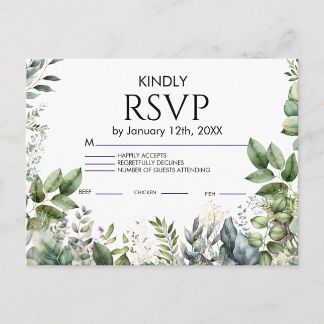 Cartão Postal De Convite  Wedding RSVP Card (Frente)