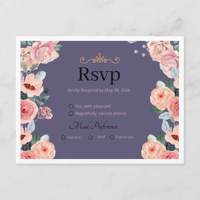 Cartão Postal De Convite wedding rsvp cards (Frente)