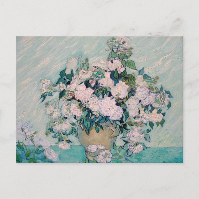 Cartão Postal De Convite White Roses-1890-Vincent van Gogh (Frente)