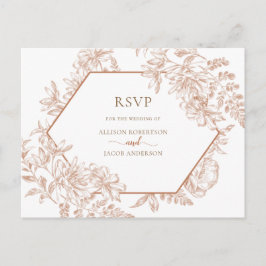 Cartão Postal De Convite White Terra Cotta Geométrica Casamento Floral RSVP