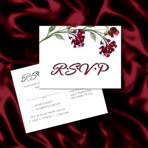 Cartão Postal De Convite Wildbloom   Crimson Red Bohemian Entree RSVP