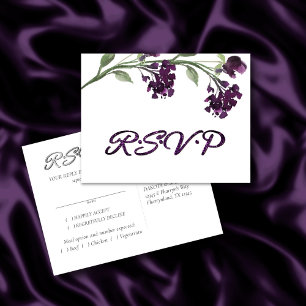 Cartão Postal De Convite Wildbloom   RSVP de Árvores Boêmicas Roxo Profundo