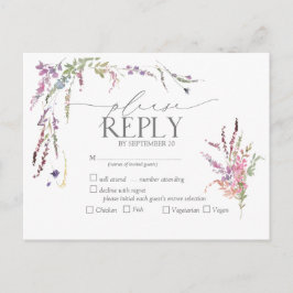 Cartão Postal De Convite Wildflower Floral Watercolor Casamento RSVP