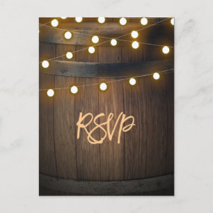 Cartão Postal De Convite Wooden Barrel Gravado Luzes Cardíacas RSVP Russo