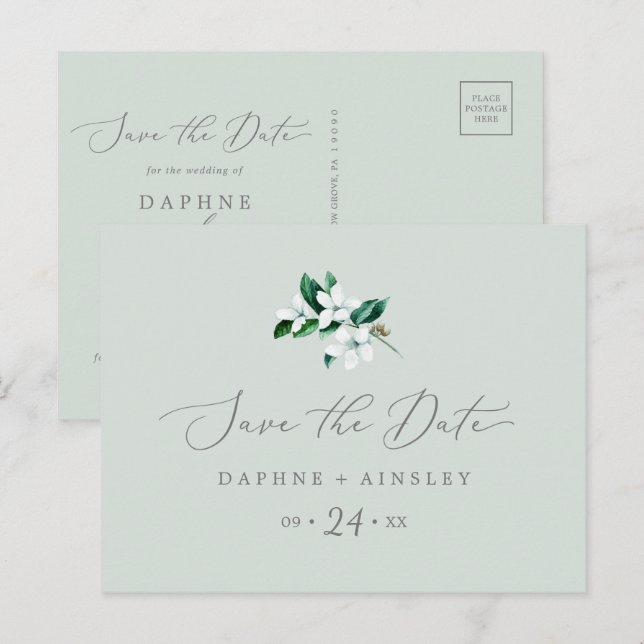 Cartão Postal De Convite Woodland Greenery | Mensagem Salvar o Cartão-Posta (Frente/Verso)