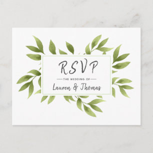Cartão Postal De Convite Wreath Wreply De Casamento RSVP Watercolor