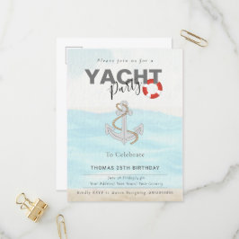 Cartão Postal De Convite Yacht Boat Cruise Festa de aniversário