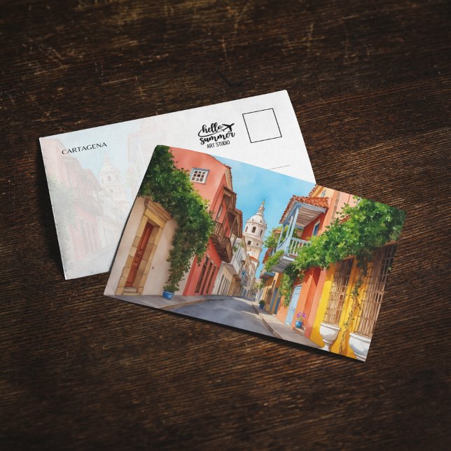 Cartão postal de cor d'água Cartagena Colombia (Criador carregado)