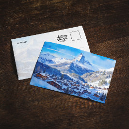 Cartão postal de cor d'água com Suiça Matterhorn Z