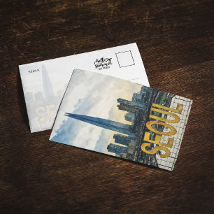 Cartão postal de cor d'água Seul Korea