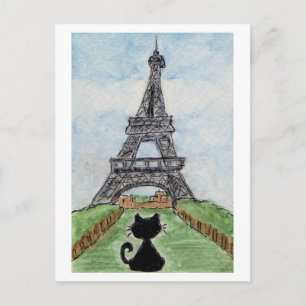 Cartão postal de cor Watercolor Torre Eiffel de Ga