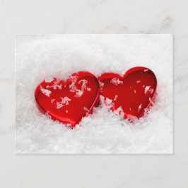 Cartão postal de Corações de Amor na Neve