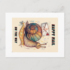 Cartão postal de correio caracol feliz