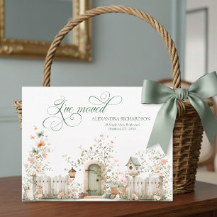 Cartão Postal de Cottage Floral Aquarela 'Mudei de