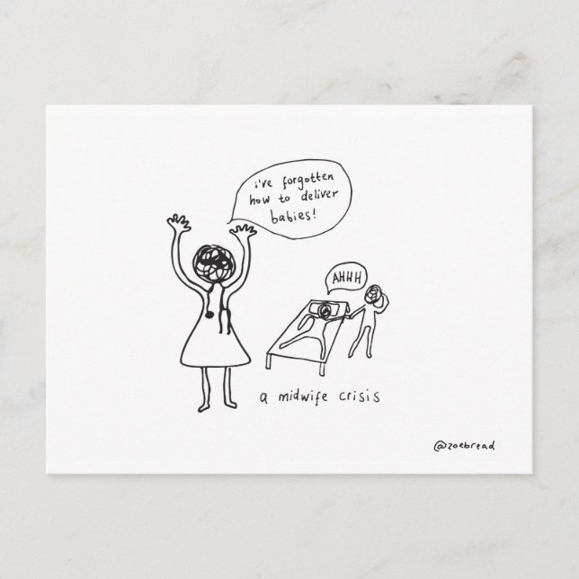 cartão postal de crise de parteira (Frente)