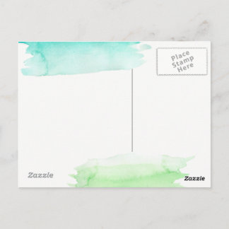 Cartão postal de cumprimento com aquarela verde-az