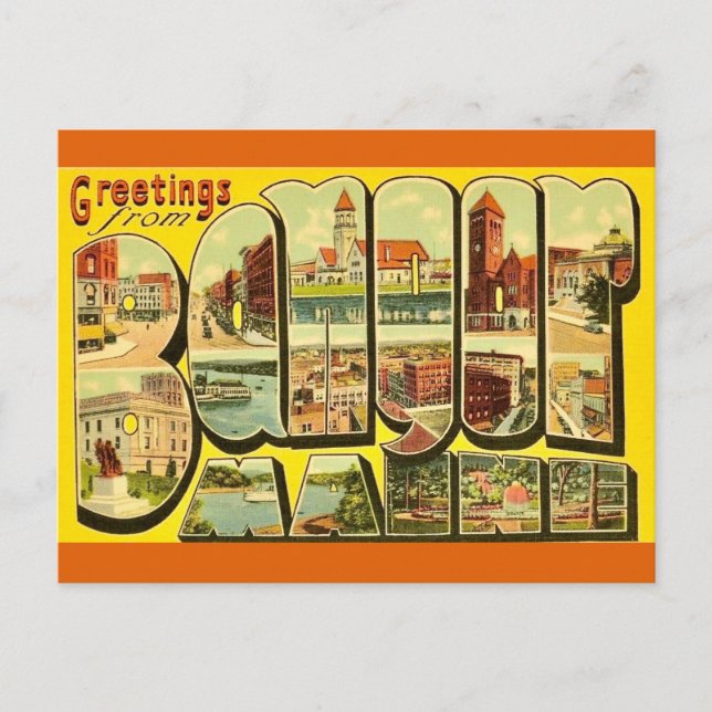 Cartão postal de cumprimentos de Bangor Maine (Frente)