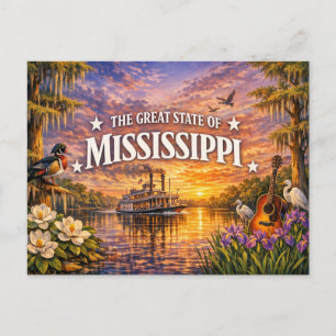 Cartão postal de cumprimentos do Mississippi