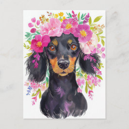 Cartão postal de dachshund em aquarela