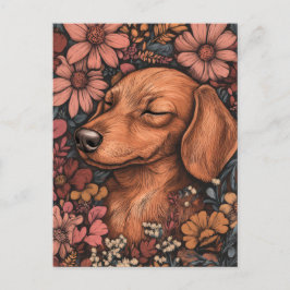 Cartão postal de dachshund em aquarela