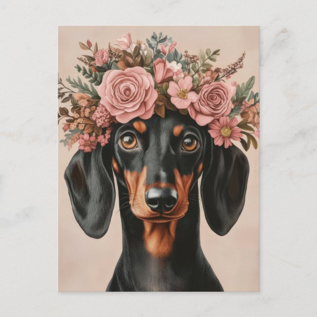 Cartão Postal de Dachshund em Aquarela (Frente)