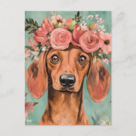 Cartão Postal de Dachshund em Aquarela