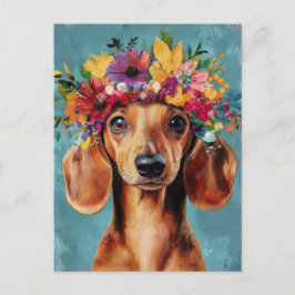 Cartão Postal de Dachshund em Aquarela