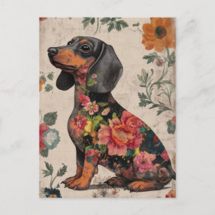 Cartão Postal de Dachshund em Aquarela