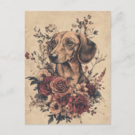 Cartão postal de dachshund em aquarela