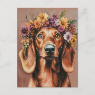 Cartão postal de dachshund em aquarela