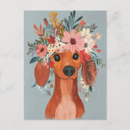 Cartão Postal de Dachshund em Aquarela