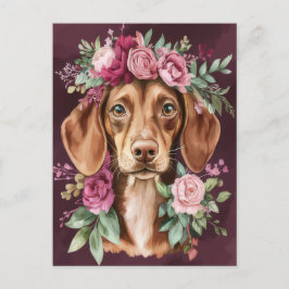 Cartão postal de dachshund em aquarela