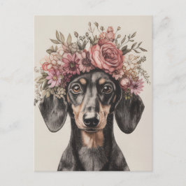 Cartão Postal de Dachshund em Aquarela