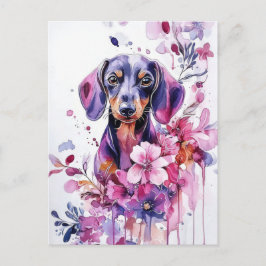 Cartão Postal de Dachshund em Aquarela